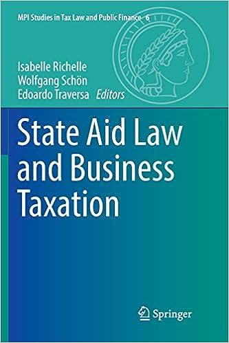 state aid law and business taxation 1st edition isabelle richelle , wolfgang schön, edoardo traversa