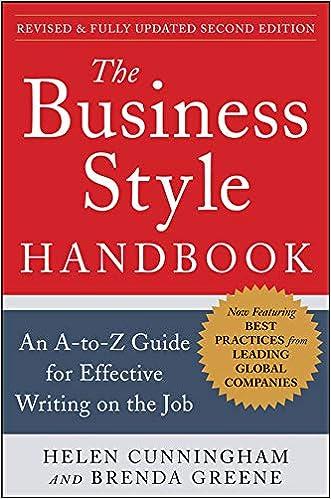 the business style handbook an a to z guide for effective writing on the job 2nd edition helen cunningham,