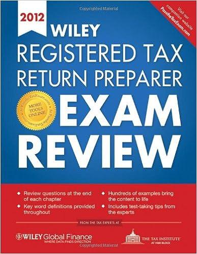 registered tax return preparer exam review 2012 edition the tax institute at h&r block 0470905611,