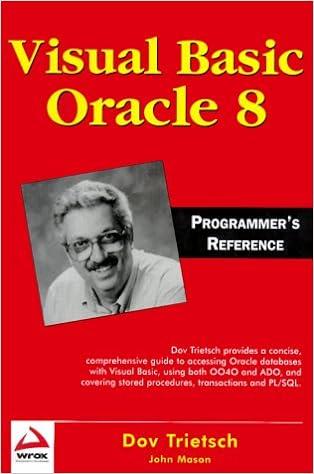 visual basic oracle 8 programmers reference 1st edition dov trietsch, mike erickson 1861001789, 978-1861001788