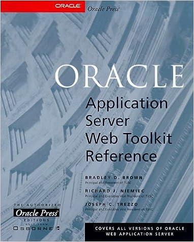 oracle web application server web toolkit reference 1st edition bradley d. brown, richard j. niemiec