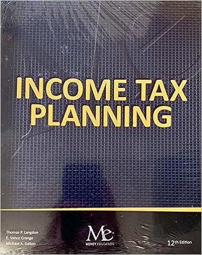 income tax planning 12th edition thomas p. langdon 1946711586, 978-1946711588