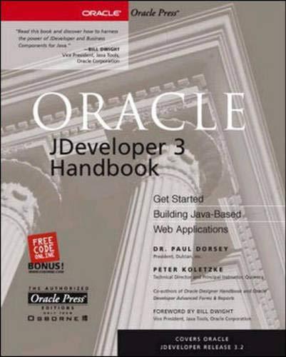 oracle jdeveloper 3 handbook 2nd edition paul dorsey, peter koletzke 0072127163, 978-0072127164