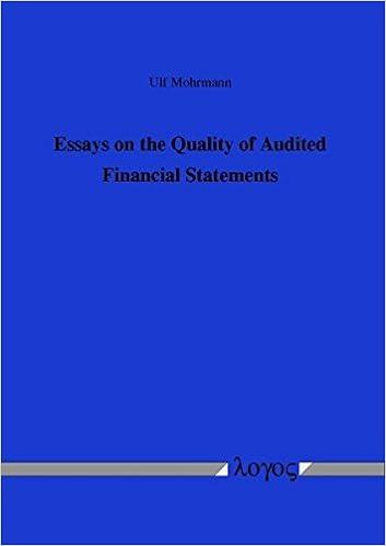 essays on the quality of audited financial statements 1st edition ulf mohrmann 3832541853, 978-3832541859