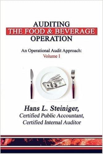 auditing the food and beverage operation an operational audit approach volume 1 1st edition hans l. steiniger