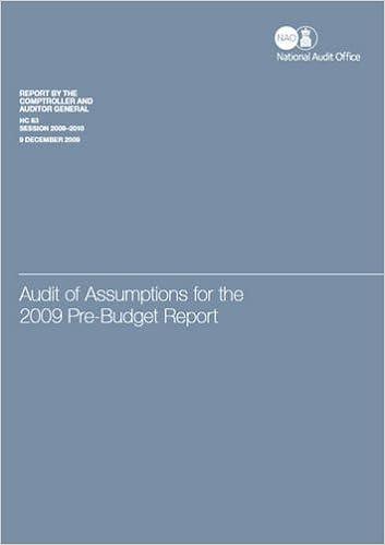 audit of assumptions for the 2009 pre budget report report by the comptroller and auditor general, session