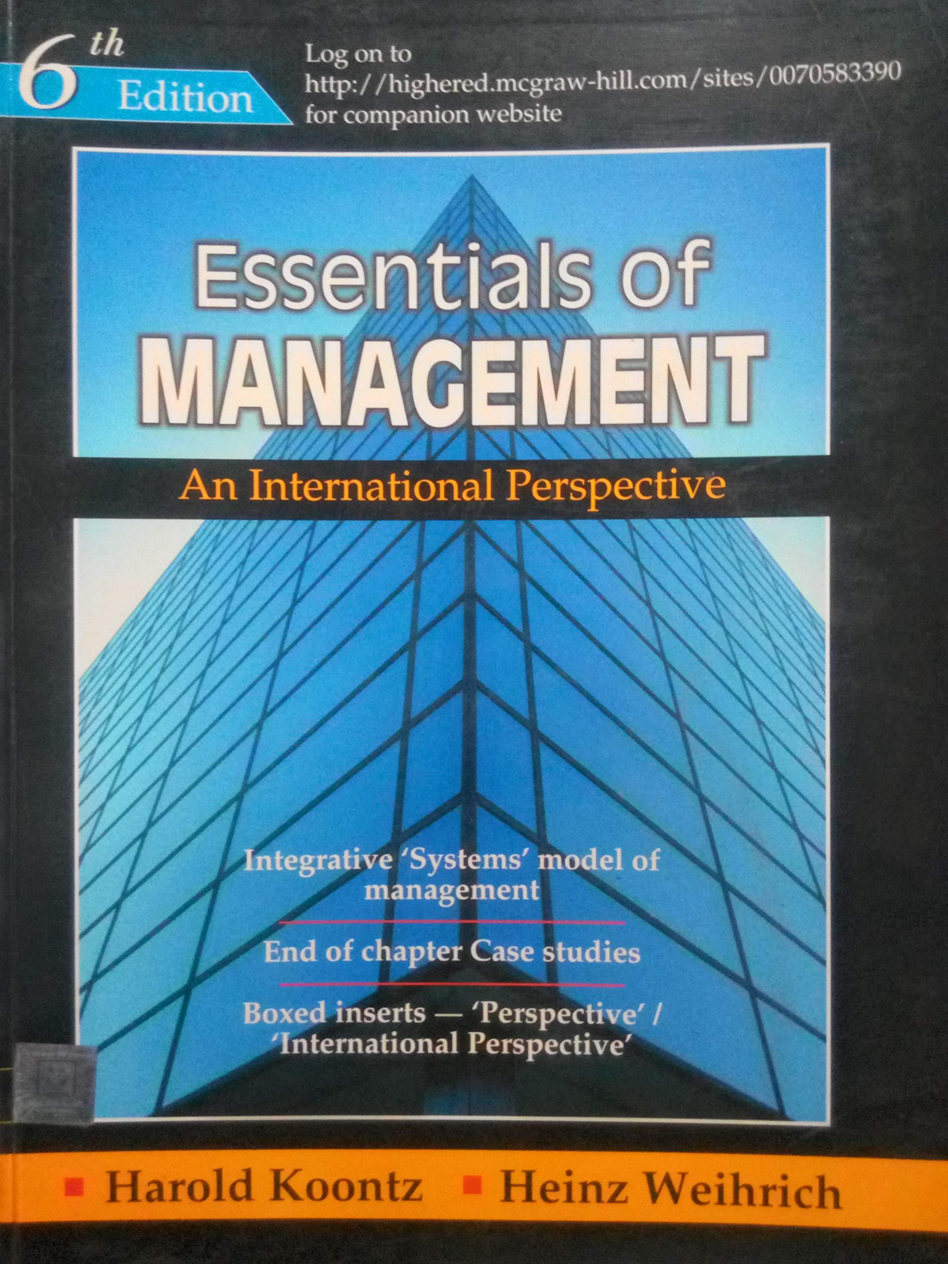 essentials of management an international perspective 6th edition harold koontz, heinz weihrich 007062030x,