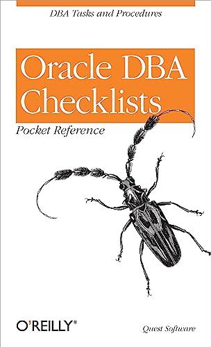 oracle dba checklists pocket reference 1st edition quest software 0596001223, 978-0596001223