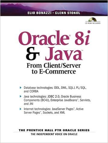 oracle 8i and java from client server to e commerce 1st edition elio bonazzi, glenn stokol 0130176133,