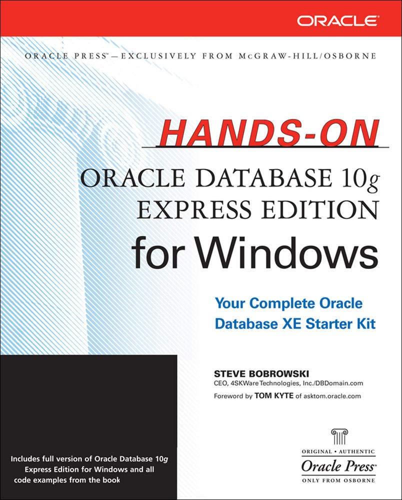 hands on oracle database 10g express edition for windows 1st edition steve bobrowski 0072263318,