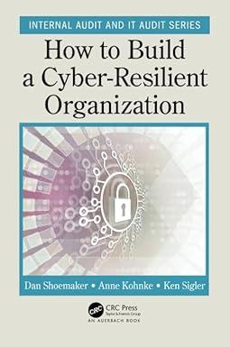 how to build a cyber resilient organization internal audit and it audit 1st edition dan shoemaker, anne