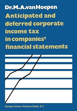 anticipated and deferred corporate income tax in companies financial statements 1st edition m. van hoepen