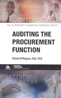 auditing the procurement function the iia research foundation handbook series 1st edition david o regan, cia,