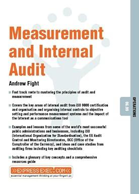 measurement and internal audit operations 1st edition andrew fight 184112401x, 978-1841124018