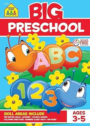 school zone big preschool workbook early math colors shapes numbers ages 3 to 5 school zone, joan hoffman,