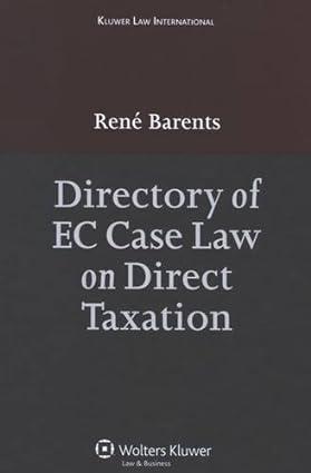 directory of ec case law on direct taxation 1st edition rené barents 9041127976, 978-9041127976