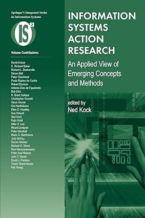 information systems action research an applied view of emerging concepts and methods 1st edition ned kock