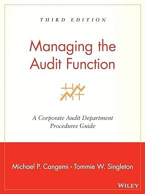 managing the audit function a corporate audit department procedures guide 3rd edition michael p. cangemi,
