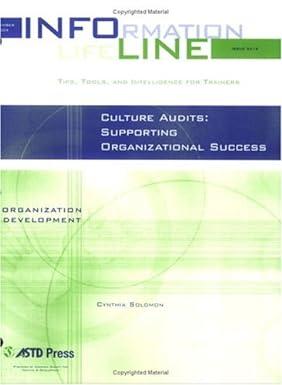 culture audits supporting organizational success information line 1st edition cynthia solomon 156286386x,