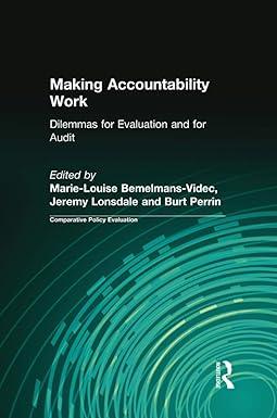 making accountability work dilemmas for evaluation and for audit 1st edition marie-louise bemelmans-videc,