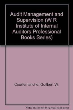 audit management and supervision wiley ronald institute of internal auditors professional book series 1st
