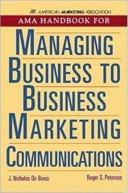 ama handbook for managing business to business marketing communications 1st edition j. nicholas de bonis
