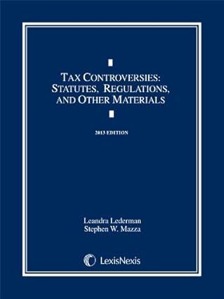 tax controversies statutes regulations and other materials 3rd edition leandra lederman , stephen mazza