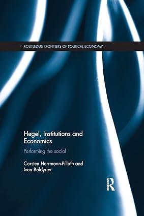 hegel institutions and economics performing the social 1st edition carsten herrmann-pillath, ivan boldyrev
