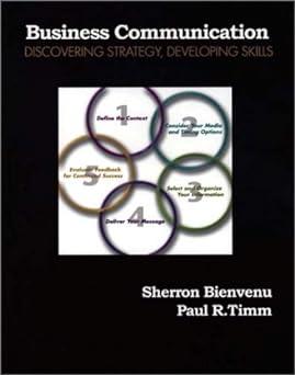 business communications discovering strategy devloping skills 1st edition bienvenu, sherron, paul r. timm