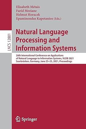 natural language processing and information systems 1st edition elisabeth métais, farid meziane, helmut