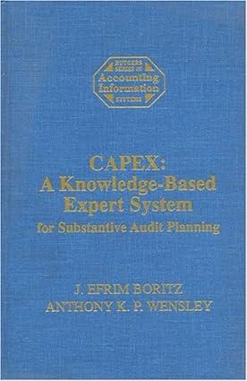 capex a knowledge based expert system for substantive audit planning 1st edition j. efrim boritz, anthony k.