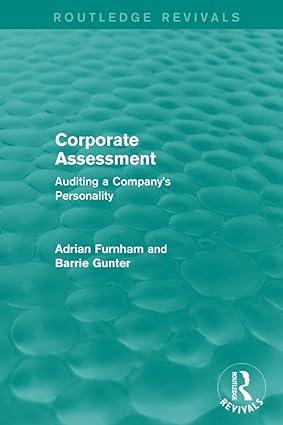 corporate assessment auditing a company personality 1st edition adrian furnham, barrie gunter 1138887641,