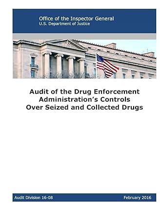 audit of the drug enforcement administrations controls over seized and collected drugs 1st edition office of