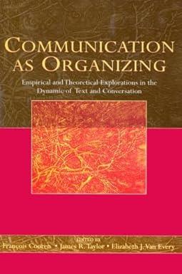 communication as organizing empirical and theoretical explorations in the dynamic of text and conversation