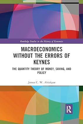 macroeconomics without the errors of keynes the quantity theory of money saving and policy 1st edition james