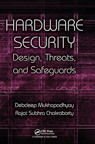hardware security design threats and safeguards 1st edition debdeep mukhopadhyay, rajat subhra chakraborty