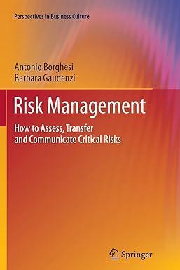 risk management how to assess transfer and communicate critical risks 1st edition antonio borghesi, barbara