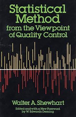 statistical method from the viewpoint of quality control 1st edition walter a. shewhart, w. edwards deming
