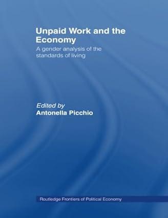 unpaid work and the economy  a gender analysis of the standards of living 1st edition antonella picchio