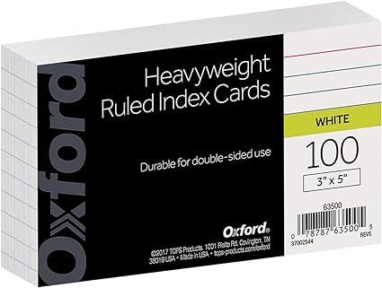 oxford heavyweight ruled index cards white  oxford b00inbsu14