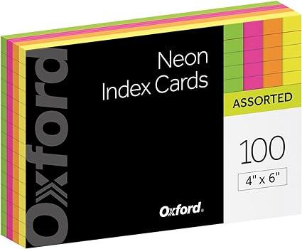 oxford neon index cards assorted colors  oxford b007fddlb0
