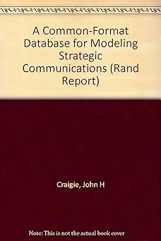a common format database for modeling strategic communications rand report 1st edition john h. craigie