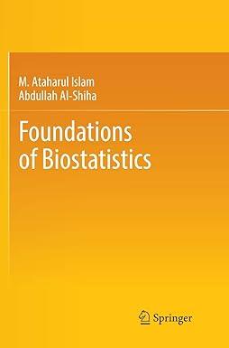 foundations of biostatistics 1st edition m. ataharul islam, abdullah al-shiha 9811342032, 978-9811342035