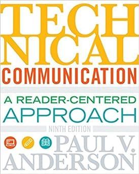 technical communication a reader centered approach 9th edition paul v. anderson 1305667883, 978-1305667884
