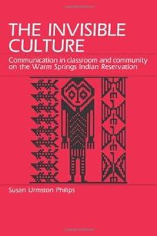 the invisible culture communication in classroom and community on the warm springs indian reservation 1st