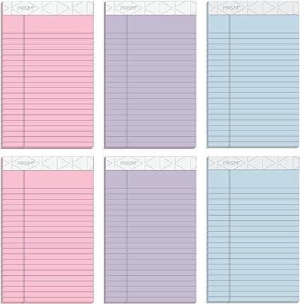 tops legal pads 6 pack pink blue purple narrow ruled 50 sheets per writing pad ?63016 ?tops business forms,