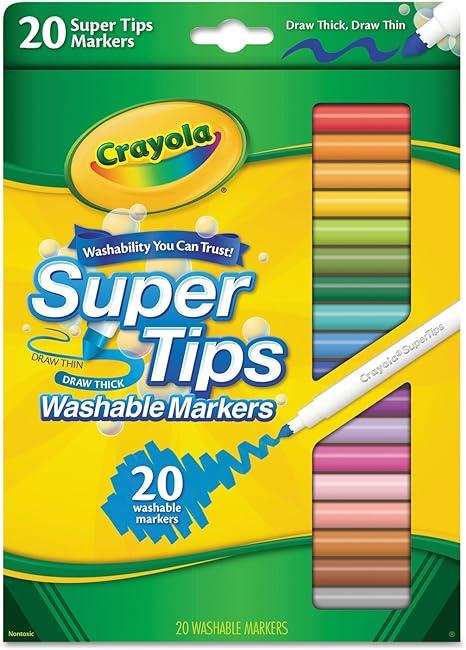 crayola washable super tips markers assorted 20/set  crayola b018rem7ii