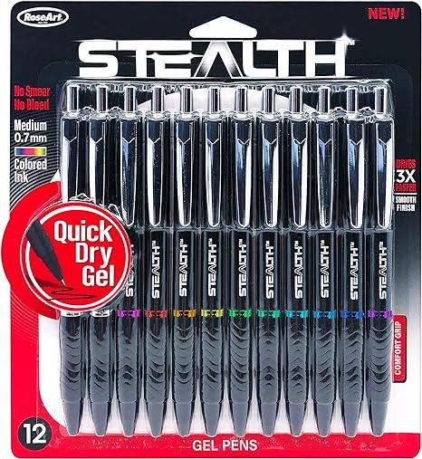 Cra-Z-Art Stealth FX Retractable 12ct. Gel Pen Plastic Barrel Ink Matches Rings
