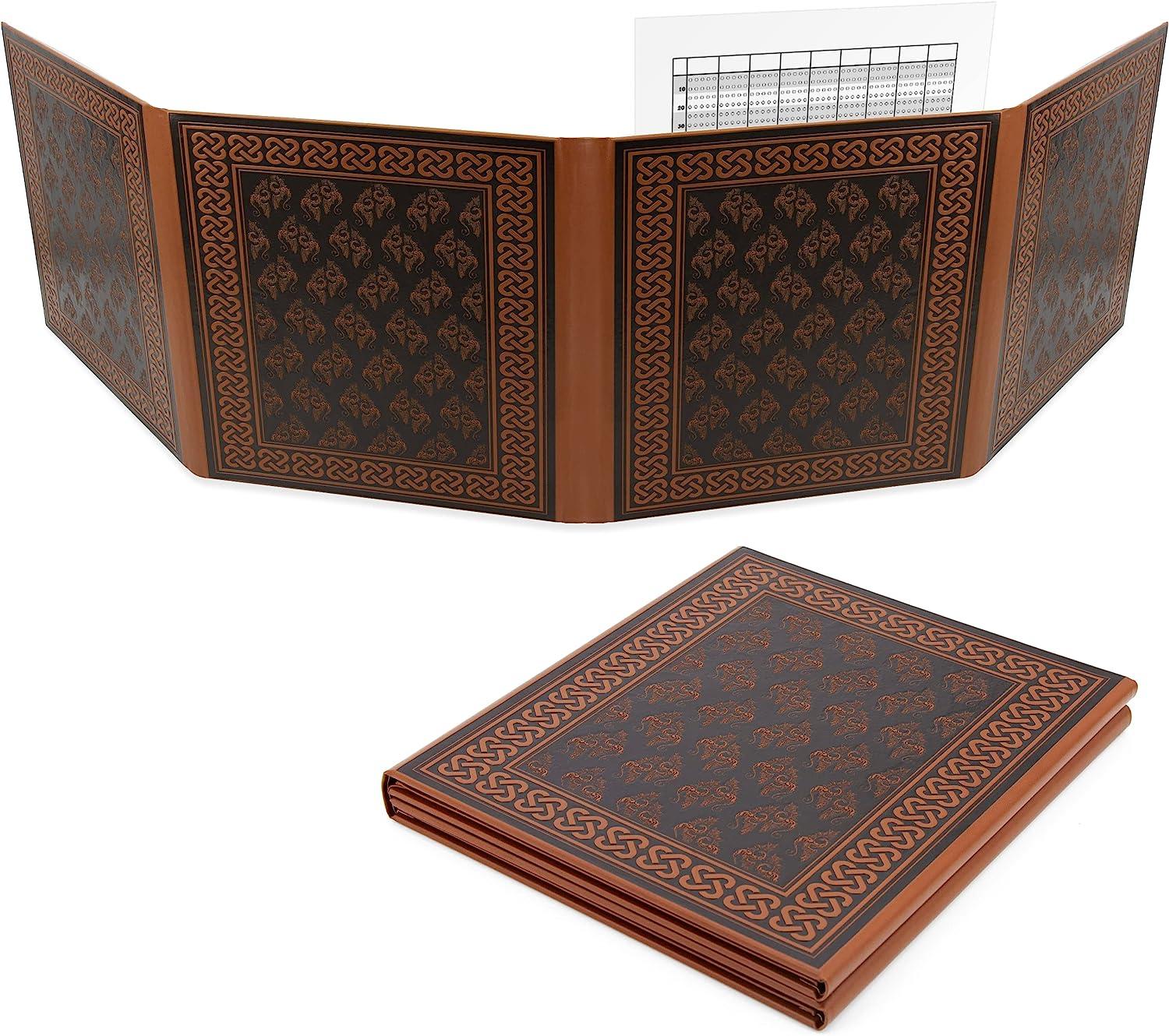casematix dm screen faux leather embossed gm screen four panel folding inserts not included casematix
