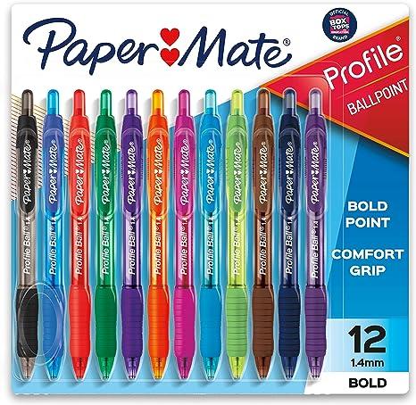 paper mate profile retractable ballpoint pens bold 1.4mm 12 count  paper mate b005dew3j4